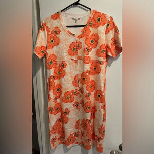 Joh apparel stretch suede Audrey dress poppy flower print mini tunic pockets XS